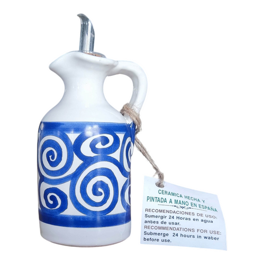 Aceitera de Cerámica Artesanal Pintada a Mano – Hecha en España | Azul