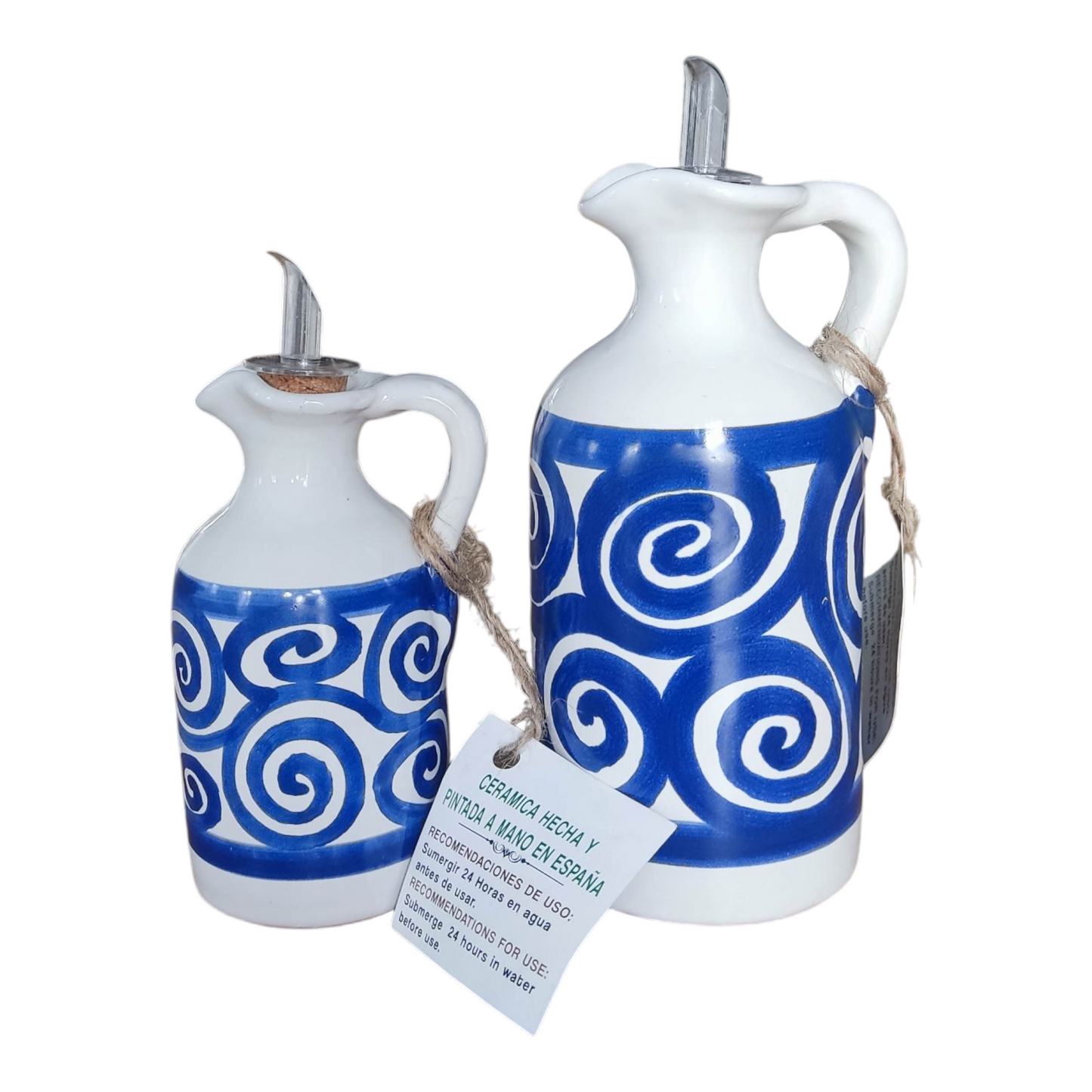 Aceitera de Cerámica Artesanal Pintada a Mano – Hecha en España | Azul